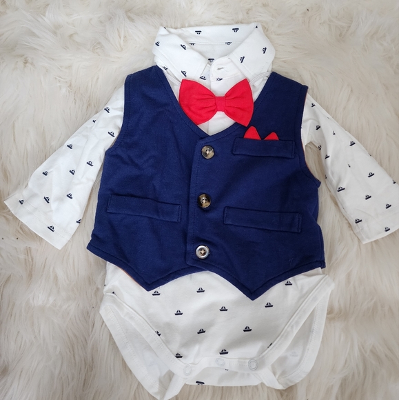 New! Kanodan Baby Boy Waistcoat Gentleman Suit - Picture 1 of 4